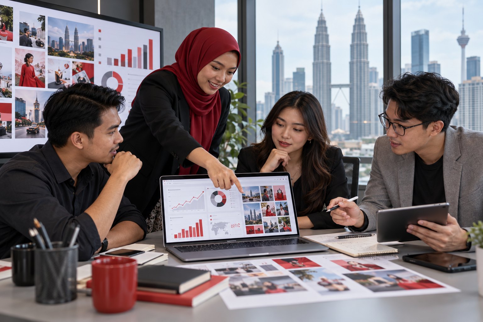 Illustrative Malaysian digital marketing team at work