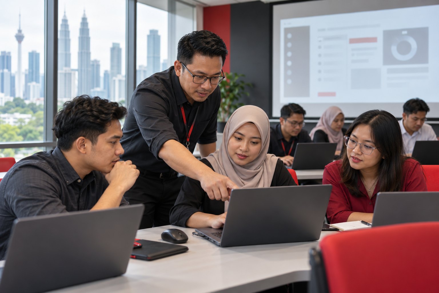 Illustrative Malaysian digital training team at work